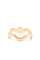 Chunky Wave Ring, 18K Yellow Gold & Diamond